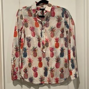 J. Crew Pineapple Print Half Button Down